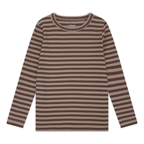 BIRKHOLM Stribet Rib Bluse Kashmir Brun & Chokolade Brun